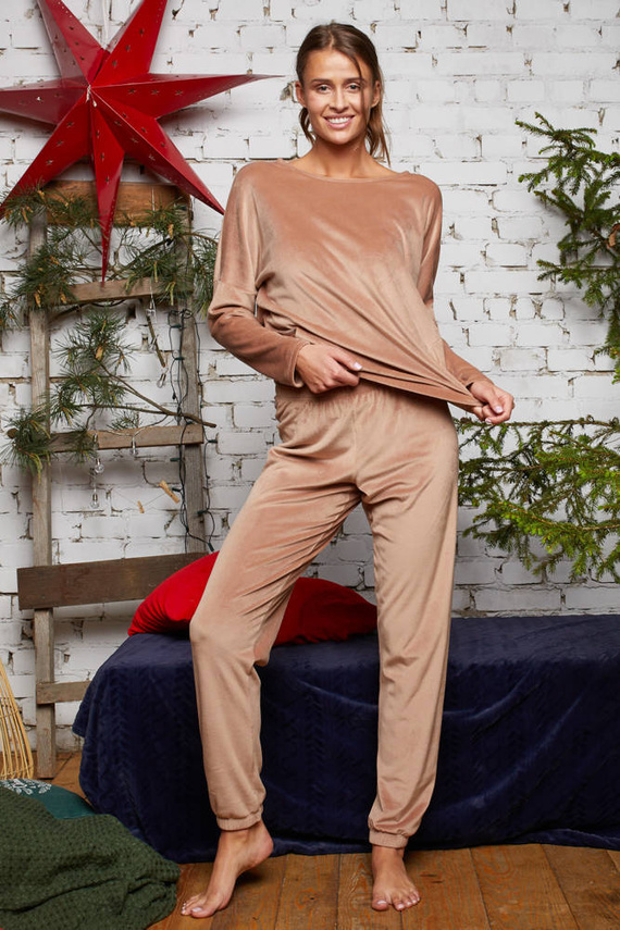 Juga Női hosszú szett. ujj, hossz. nadrág Italian Fashion - bézs