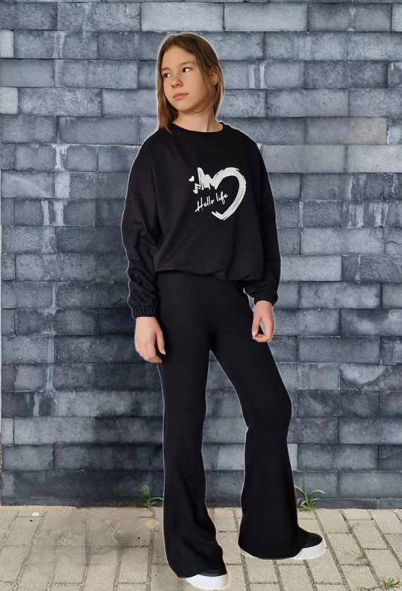 Bambarillo fekete bordázott kötésű, fekete bordázott kötésű, pamut elasztánnal - bordázott kötés, pamut elasztánnal