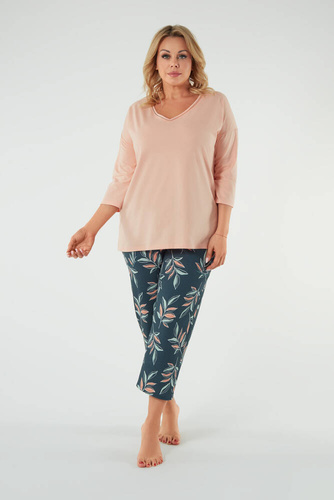 Julietta Női pizsama 3/4 ujjú, 7/8 nadrág olasz divat - lazac/print