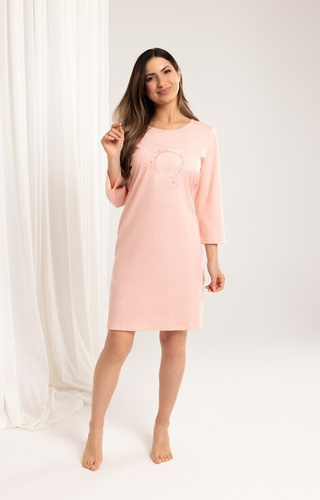 163 Pamut hálóing Regina sárgabarack - 3/4 ujjú, nyomtatott, térd alá érő