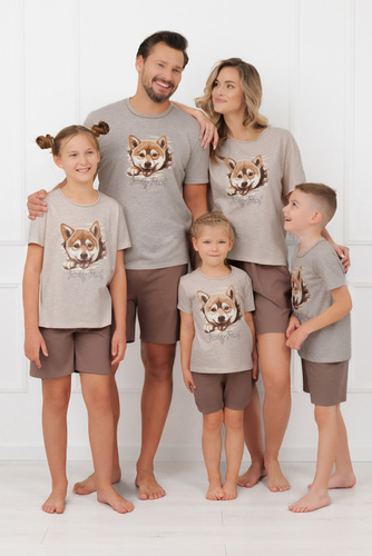 Férfi pizsama Shiba Italian Fashion 100% pamut rövid ujjú rövidnadrág