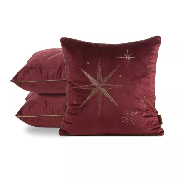 Chp 259 Eurofirany karácsonyi párnahuzat - bordó bársony pezsgő csillaggal