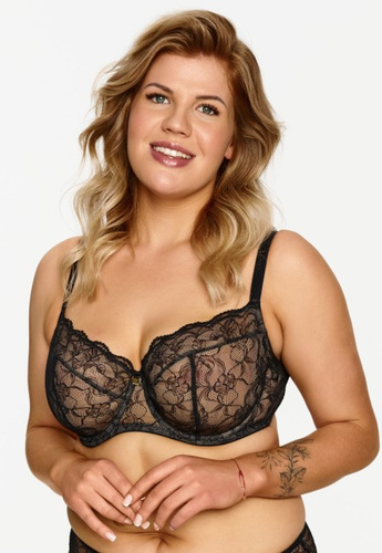 2607 Lupoline fekete puha csipke melltartó teltebb keblekhez