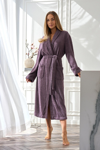 Női fürdőköpeny L&L Celeste 2558 ametiszt - hosszú, meleg, elegáns szabású