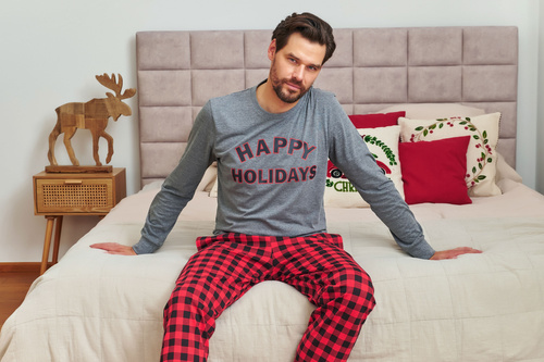 7344 Férfi sötétszürke Doctor Nap pizsama - 100% pamut