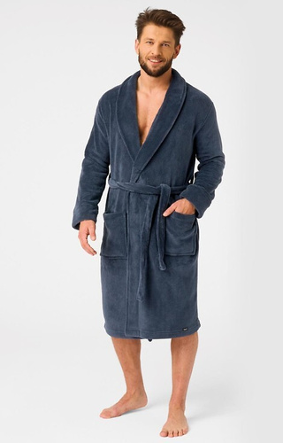MGL 255 B25 Férfi fürdőköpeny tengerészkék - klasszikus, puha, derékban megkötve
