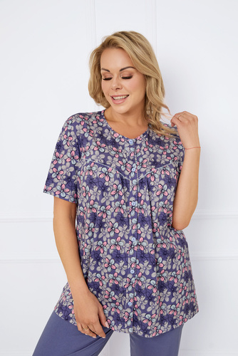 Bonaria Női pizsama rövid ujjú, 3/4 nadrágos olasz divat - print/farmer