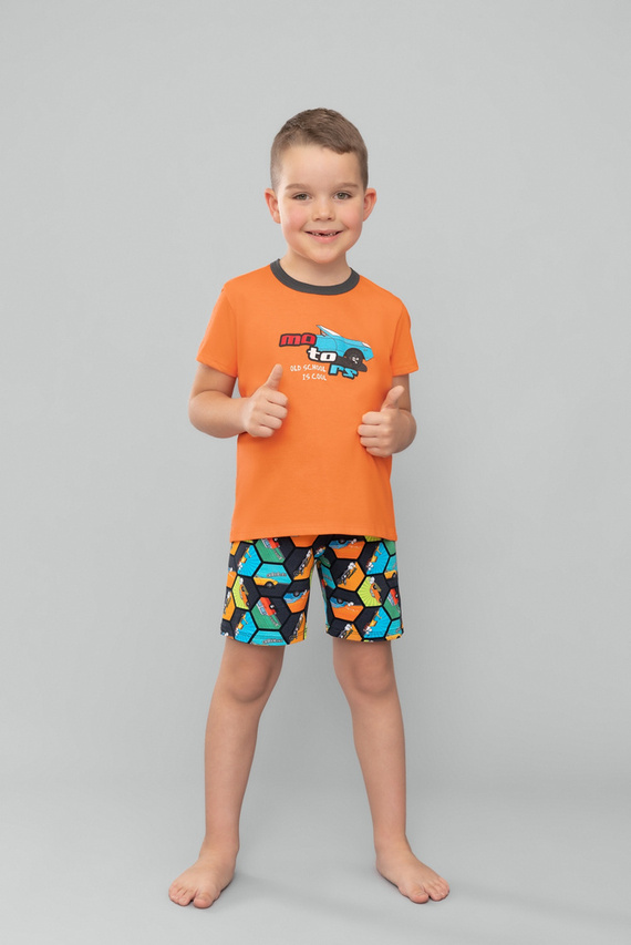 Comics Fiú rövid ujjú pizsama, nadrág Italian Fashion - narancs/print