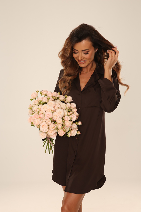 Női szatén hálóing 760 Cordelia De Lafense gombos elegáns