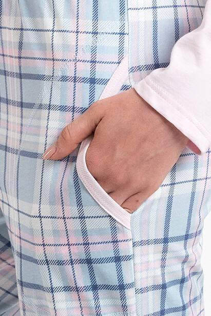 Emilly Unzippped női hosszú ujjú pizsama és nadrág olasz divat - rózsaszín/print