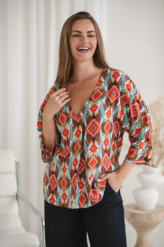 Bahama Mama Milk&Love kismama blúz boho mintás - viszkóz, 3/4 ujjú, oversize