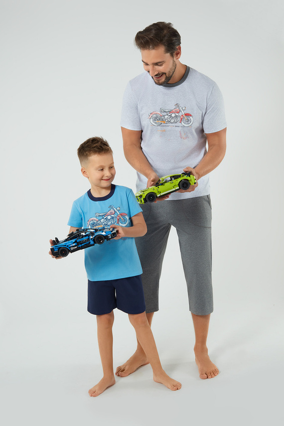 Junak férfi rövid ujjú és 3/4 nadrág olasz divat - j.mélange/r.melange