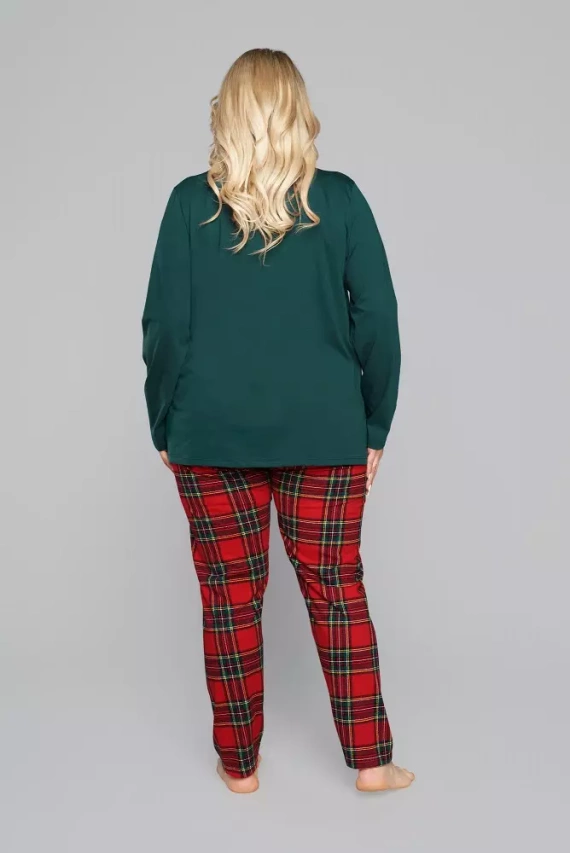 Zorza női pizsama hosszú ujjú, nadrágos olasz divat - piros/print