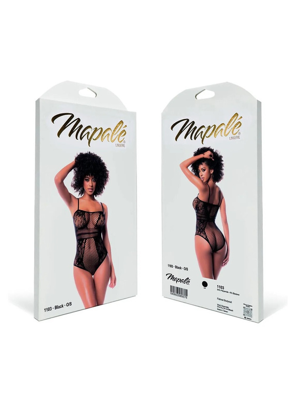 Body 1103X Fishnet Bodysuit Mapale fekete hálós body plus size XL-5XL