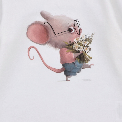 KAR-3008 Lányok hosszú ujjú blúz Lagarto Verde ekrü - stílusos, pamut, lengyel gyártás