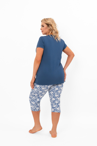 Női pizsama Boma - rövid ujjú, 3/4-es nadrág, pamut Italian Fashion - farmer/print