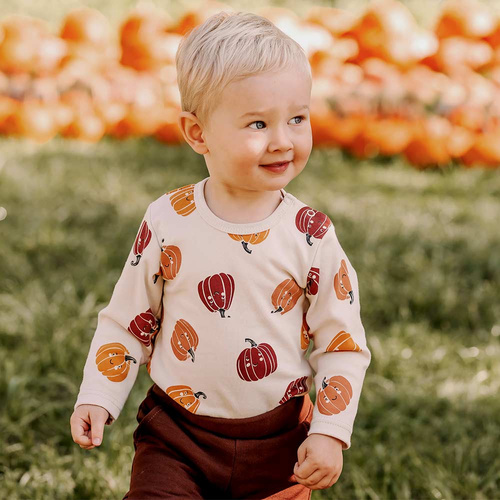 Halloween baba bodysuit Eevi - ekrü, sütőtök, pamut