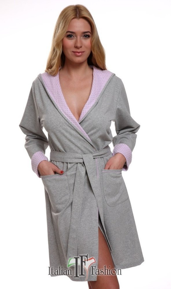 Női komfortos női köntös Italian Fashion- melange/rózsaszín