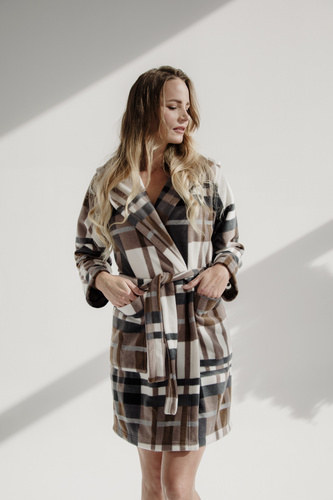 031 De Lafense fürdőköpeny takaró - meleg gyapjú női fürdőköpeny Super Cozy, barna, barna