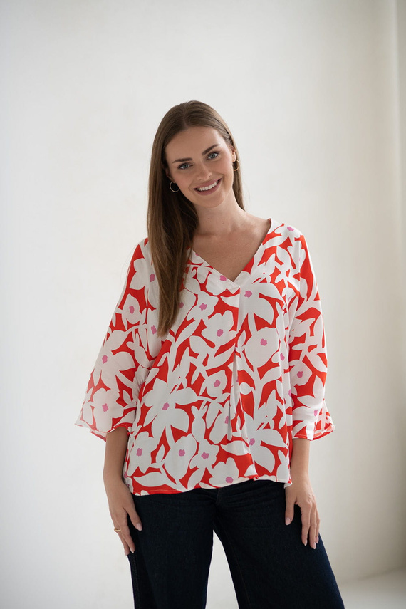 Mamafullness Milk&Love kismama blúz virágos - viszkóz, 3/4 ujjú, oversize