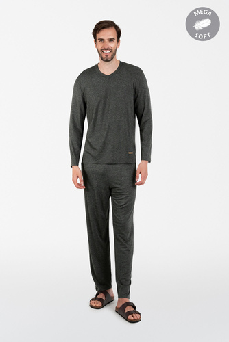 Akord Férfi pizsama hosszú ujjú, hosszú nadrág olasz divat - c.melange