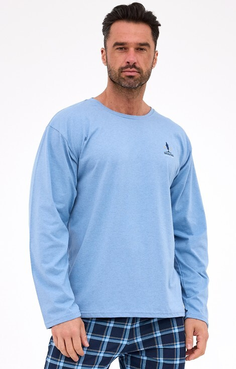 124/308 Sequoia Cornette - férfi pamut pizsama, hosszú ujjú, kockás nadrág