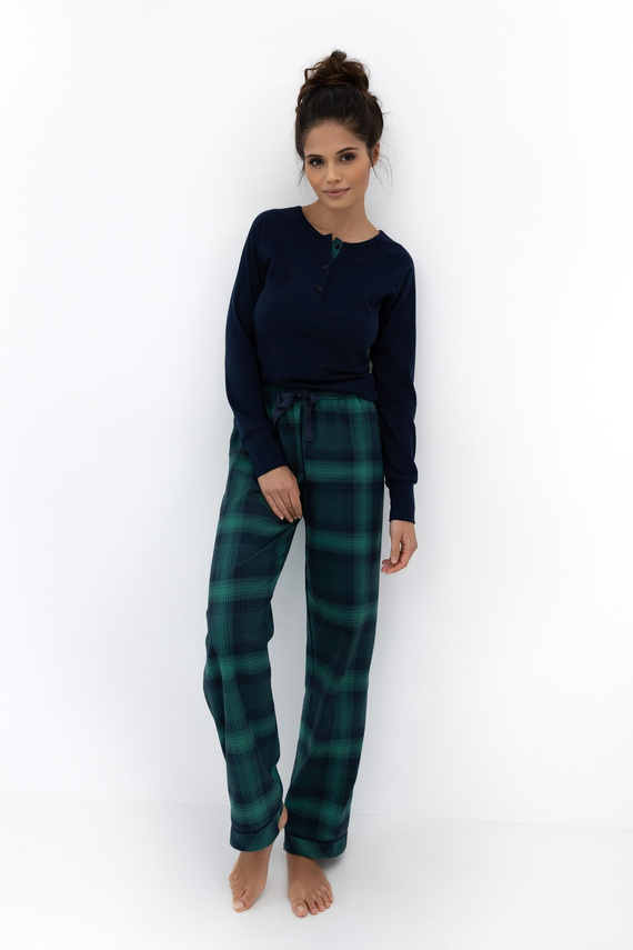 Cassandra Sensis női pizsama - pamut, hosszú, kockás