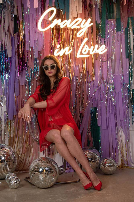 634 Florence pánt nélküli hálóing + Forex tanga - piros