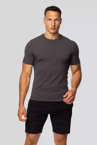 Urban férfi pamut póló grafit- Klasszikus szabás, kiváló minőség, rugalmasság, egész napos kényelem