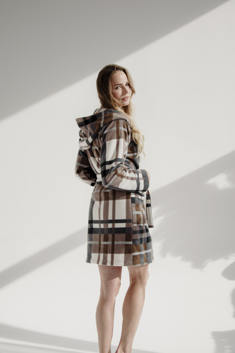 031 De Lafense fürdőköpeny takaró - meleg gyapjú női fürdőköpeny Super Cozy, barna, barna