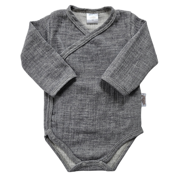 Muszlin bodysuit Just Muslin 03235N Makoma navy - hosszú ujjú, borítékolható, 100% pamut, 100% pamut