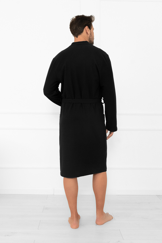 Bono férfi fürdőköpeny Italian Fashion fekete - övvel, dombornyomott mintával, elegáns és kényelmes