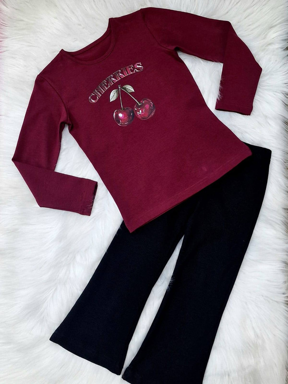 Cherries Bambarillo lány blúz gesztenyebarna - pamut, hosszú ujjú, nyomtatott