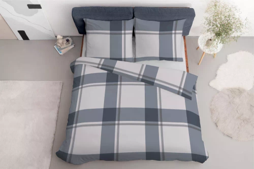 5218 A Pościel satynowa kratka Detexpol szary