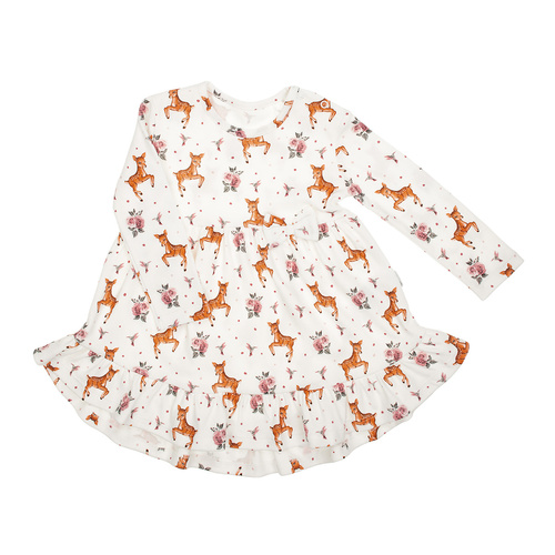 216166 Lala - Nicol lány ruha, pamut, hosszú ujjú, szarvasbőr, szarvasbőr