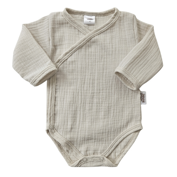 Muszlin bodysuit Just Muslin 03235BE Makoma bézs - hosszú ujjú, borítékolható, 100% pamut