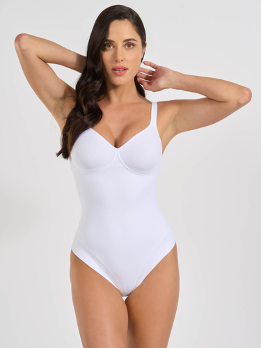 Body 3155 - elegáns, rugalmas, sima poliamid Spiman fehér színben
