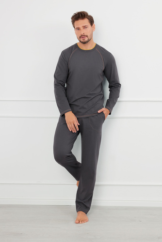 Salomon Férfi pizsama hosszú ujjú, hosszú nadrág Olasz divat - grafit/méz