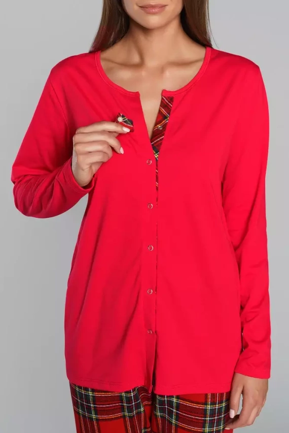 Zorza női pizsama hosszú ujjú, nadrágos olasz divat - zöld/print