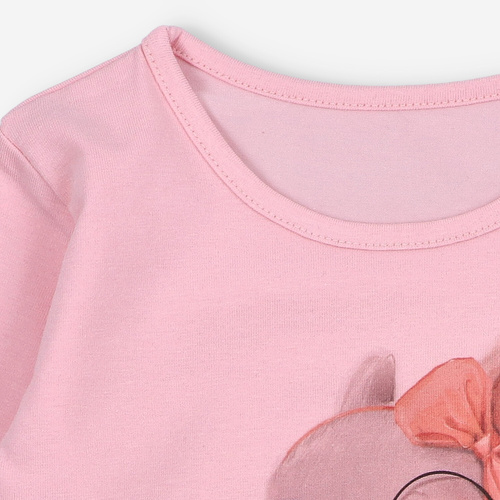 KAR-3011 Lányok hosszú ujjú blúz Lagarto Verde rózsaszín - stílusos, pamut, lengyel gyártmányú