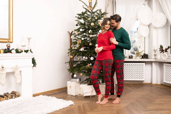 Tess női pizsama hosszú ujjú és hosszú nadrág olasz divat - piros/print