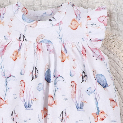 ABN-5481 Vízalatti világ Nini babaruha - organikus pamut, rövid ujjú, rövid ujjú