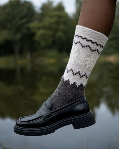 Női zokni Gabriella SW/070 cacao-latte- téli, gyapjú és akril, meleg, mintás, meleg