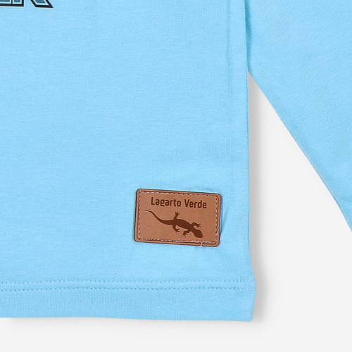 KAR-1014 Fiú hosszú ujjú blúz Lagarto Verde kék - pamut elasztánnal, lengyel gyártmány, lengyel gyártás