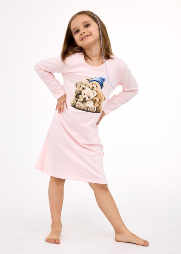 549/196, 258/196 Medve 2 Cornette - lány hálóing, rózsaszín, pamut, mackó, mackó