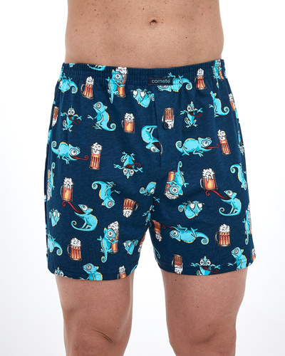 001/175 011/175 Férfi Cornette Classic Leon boxeralsó - pamut, kényelmes, vicces nyomtatású tengerészkék