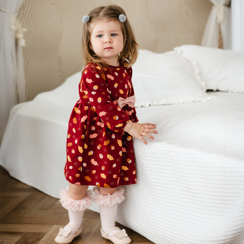 Bolyhos Farok babaruha Eevi - bordó, pamut, hosszú ujjú, hosszú ujjú