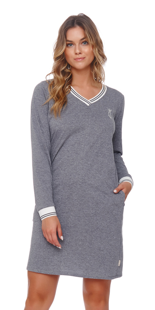 4534 Doctor Nap - Pamut hálóing zsebekkel | 100% pamut, lengyel gyártmány - sötétszürke