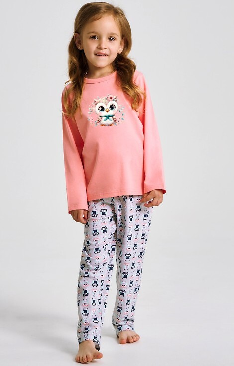 3486, 3487 Emma Taro sárgabarack színű lány pizsama - pamut, mintás, mintás nadrág