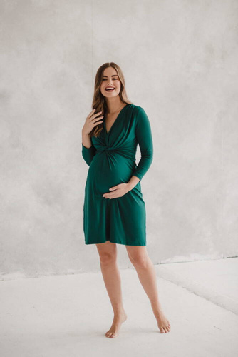 Loop Sukienka ciążowa i do karmienia rękaw 7/8 Milk&Love butelkowa zieleń